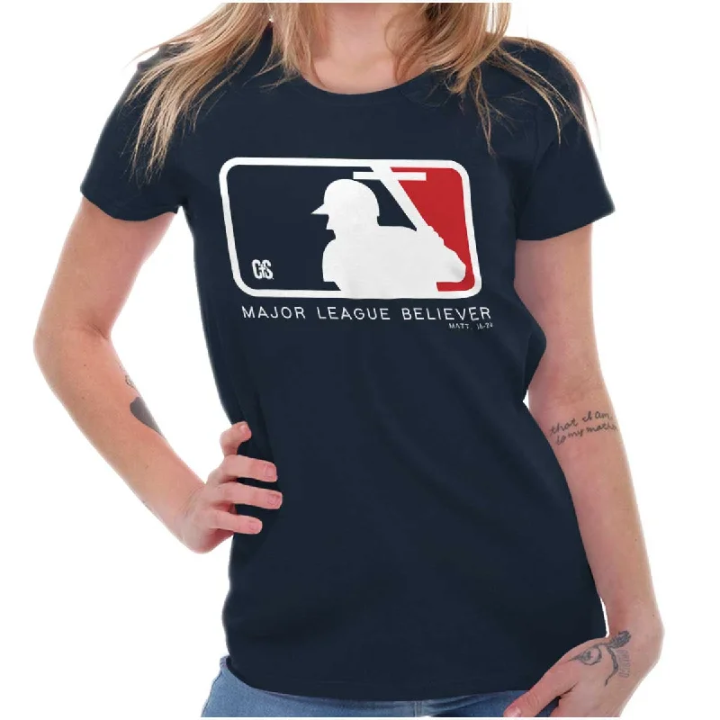 Major Leave Believer Ladies T Shirt Fleece Fabric Down Fabric Feather Fabric