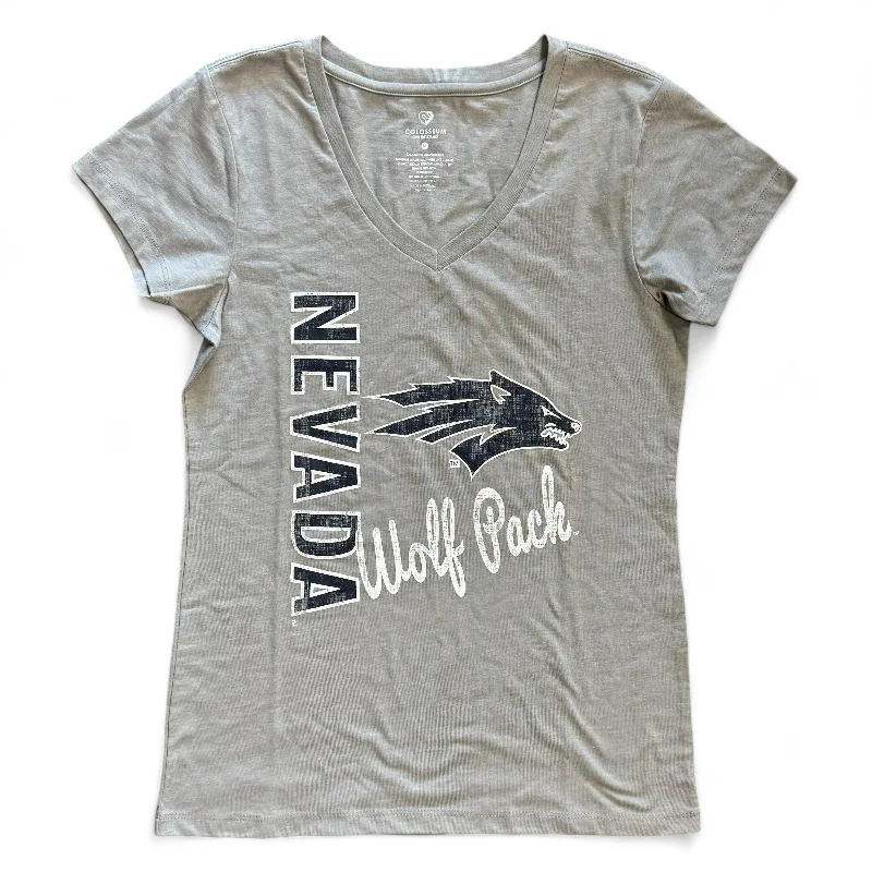 Nevada Wolf Pack Women's Battle Born V-Neck T-Shirt - Gray Seamless Knitted Crochet