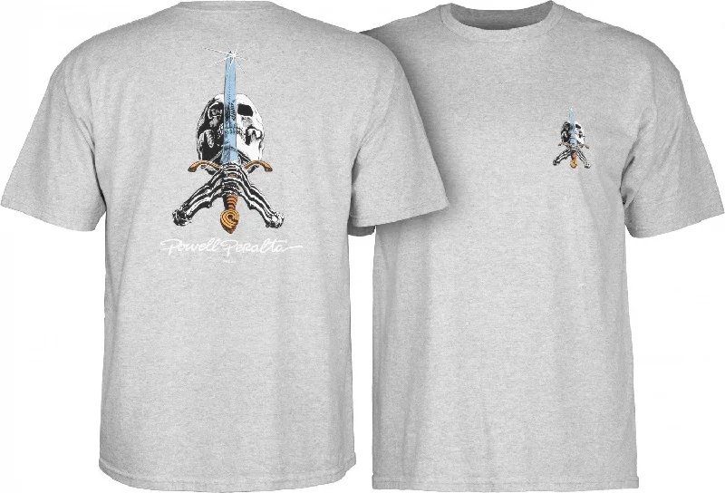 Powell Peralta Skull & Sword T-shirt - Gray Polka Dot Checkered Tartan