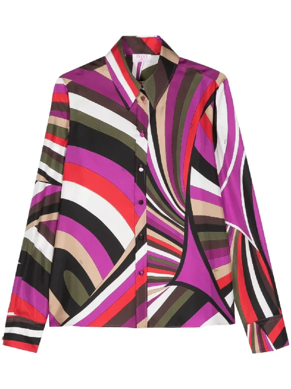 Pucci Shirts Fuchsia Hooded Caped Shawl Collar