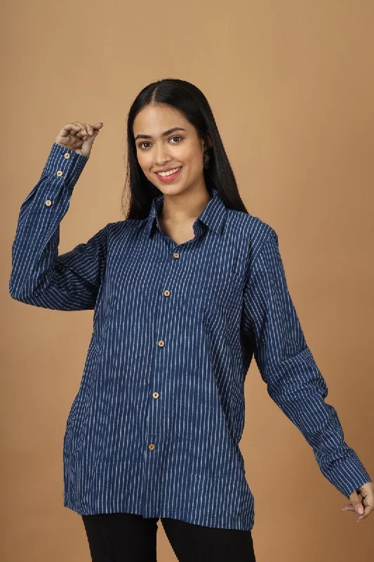 Rekh Dabu Indigo Womens Cotton Shirt Cozy Warm Stylish