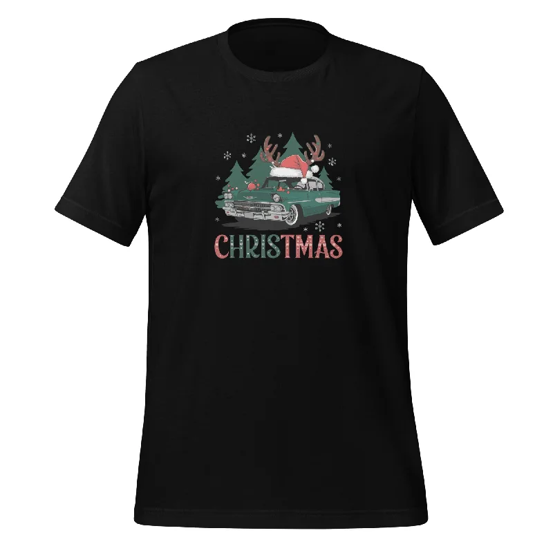 Retro Christmas Ride Graphics Women Staple Eco T-shirt Machine Wash Dry Clean Hand Wash