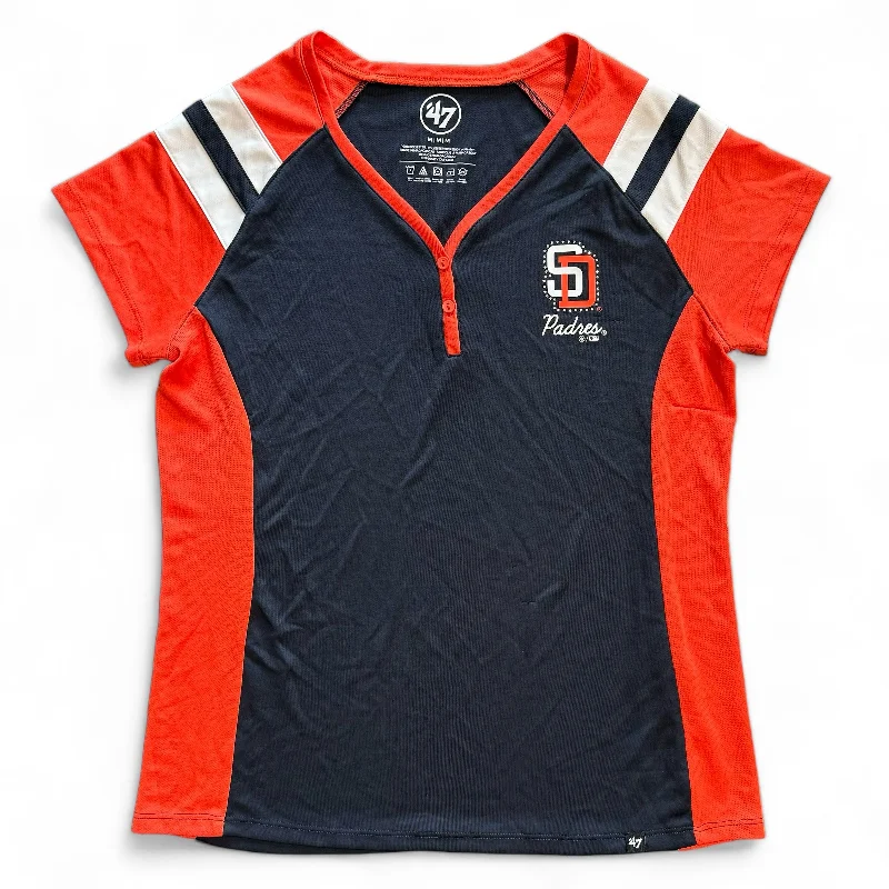 San Diego Padres Triple Play Henley Navy/Orange Varsity Short Sleeve T-Shirt Layered Multi-layer Single Layer