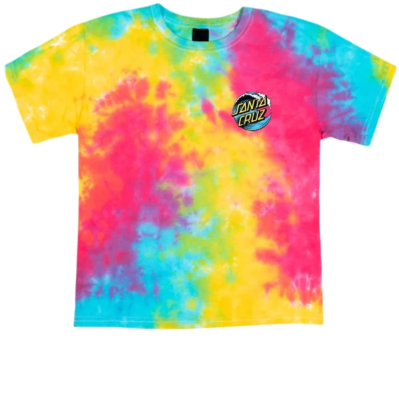 Santa Cruz Wave Dot Short Sleeve Youth T-Shirt - Multi Rainbow Fleece Fabric Down Fabric Feather Fabric