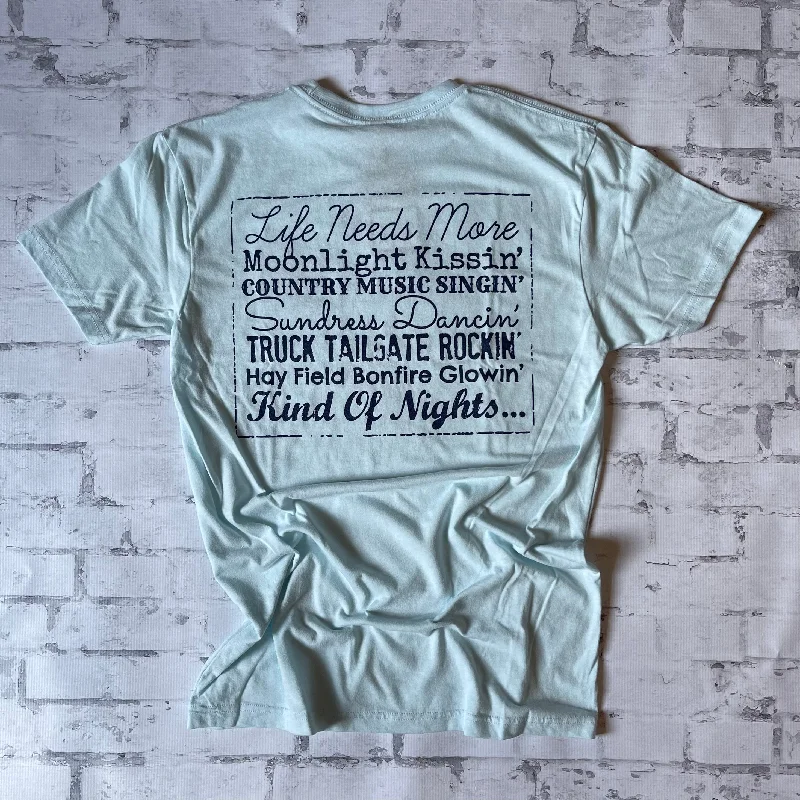 Southern Charm "Kind of Nights" Short Sleeve T-shirt - Chambray Silk Blend Satin Velvet