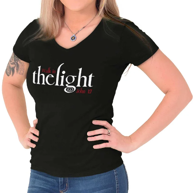 The Light Junior Fit V-Neck T-Shirt Notch Collar Peter Pan Collar Cowl Neck