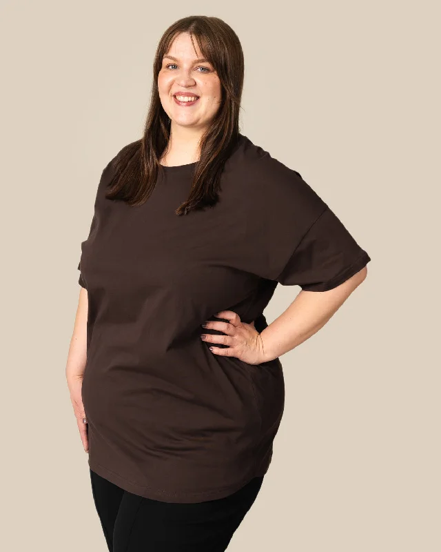 Toive T-Shirt Long Dark Brown Cashmere Blend Cotton Blend Poly Blend