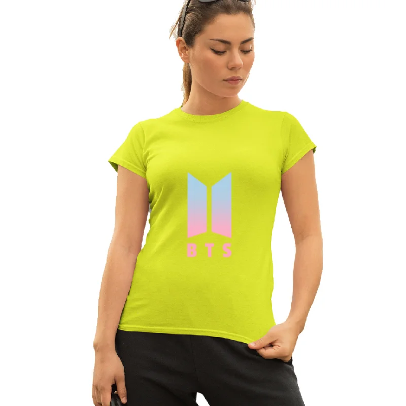 WOMENS BTS -1 PRINTED TSHIRT - VIVID YELLOW Terry Blend Velvet Blend Canvas Blend