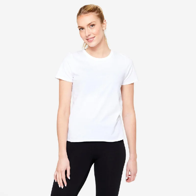 Women's Fitness T-Shirt 100 - Glacier White Sequined Glittery Shiny