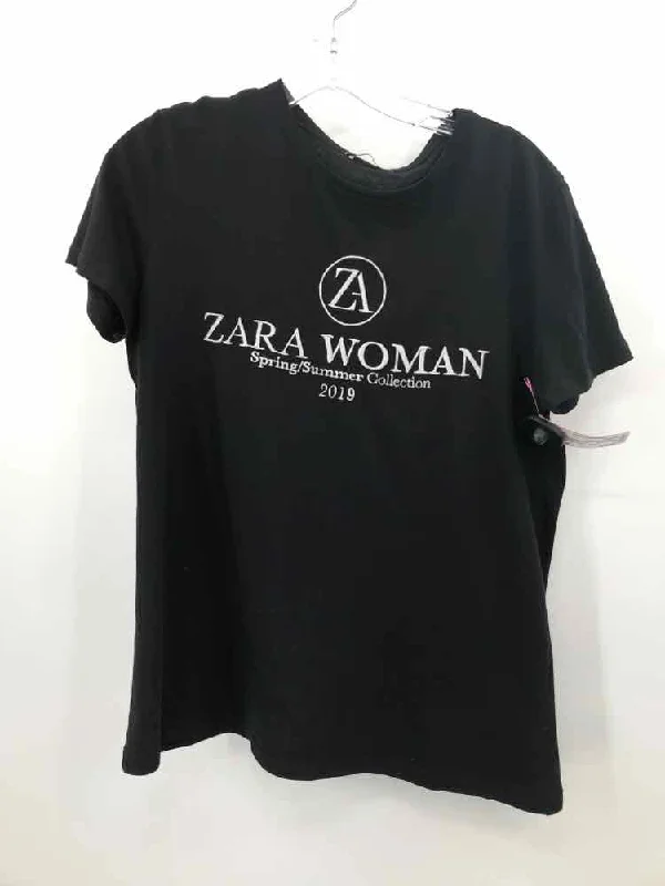 Pre-Owned Zara Black Size Small Graphic T-shirt Handmade Hand-knitted Hand-woven