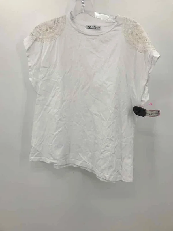 Pre-Owned Zara White Size Small T-shirt Oversized T-Shirt Spandex breathable