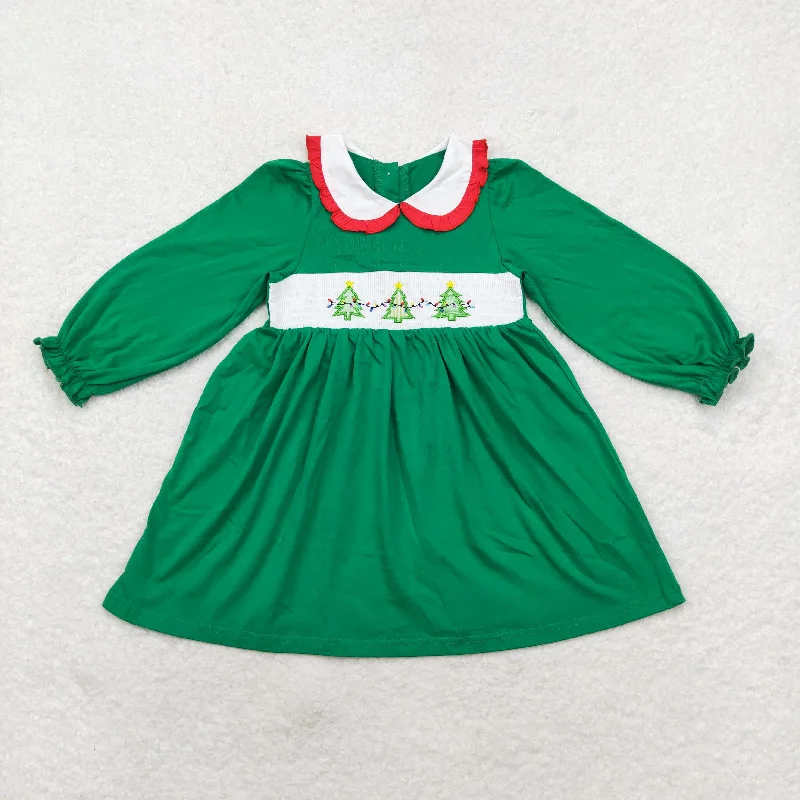 Baby Girl Embroidery Christmas Tree Light Green Dress sweetheart Neckline Romantic