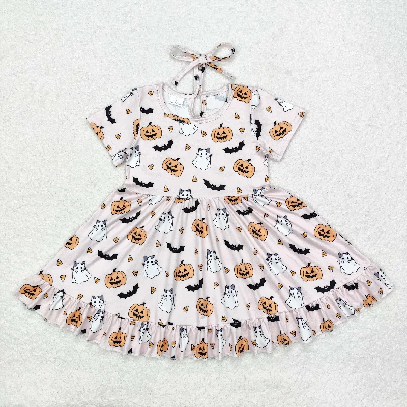 Baby Girl Halloween Ghost Pumpkins Knee Length Dress Tunics Summer linen