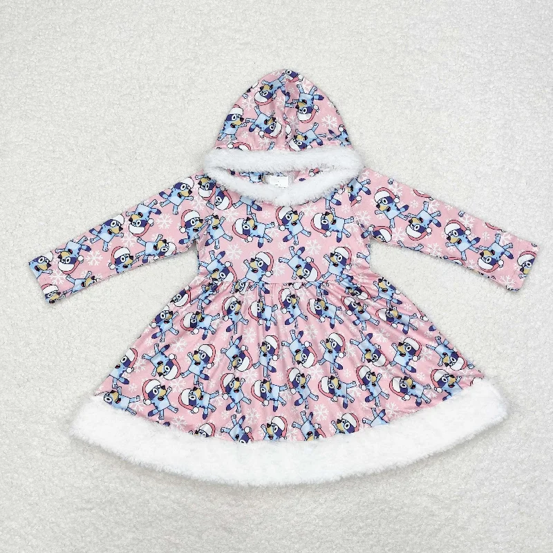 Baby Girl Long Sleeves Christmas Dogs Hoodie Dress Tunics Handmade artisanal