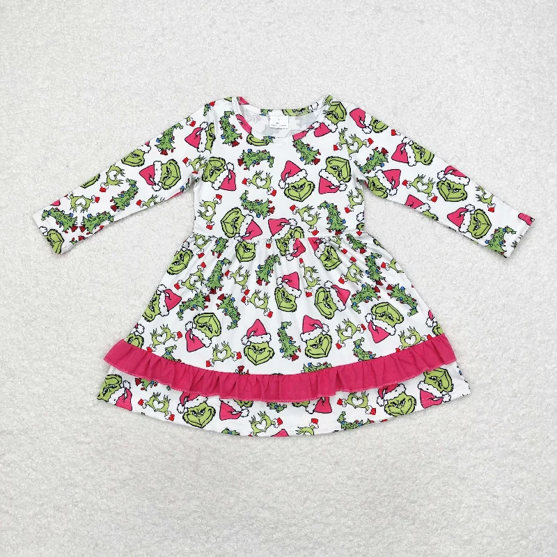 Baby Girl Long Sleeves Christmas Green Face Hearts Dress Pencil Office Professional