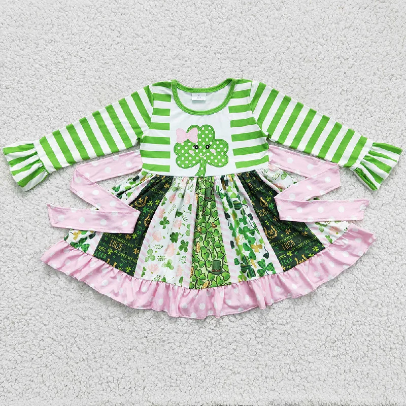 Boutique Girls Twirl Dress St. Patrick's Day Girls Clothing Dress Long Sleeve 6 A23-11 Maxi Flowy Bohemian