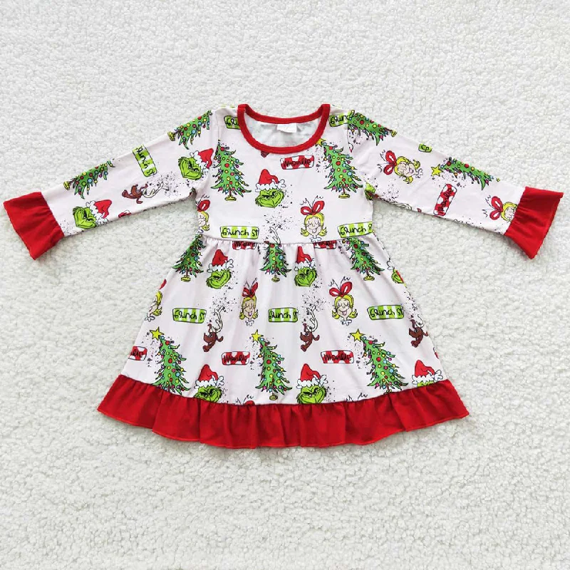 Christmas Baby Girls Dress Long Sleeve Cartoon Dresses GLD0235 Tunics Short Trendy