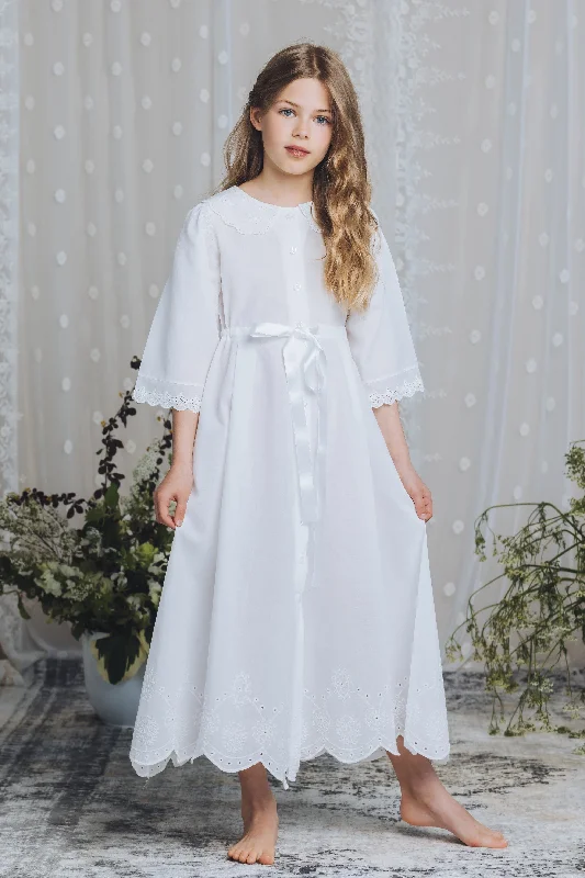 CYNTHIA - GIRLS COTTON NIGHTDRESS WHITE Tunics Bridal satin