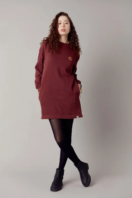 Elara Cotton Sweat Dress Walnut Brown Tunics Satin smooth