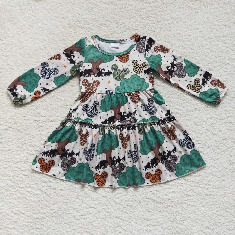 GLD0260 Mickey Dinosaur Tree Long Sleeve Dress Tunics Brand named