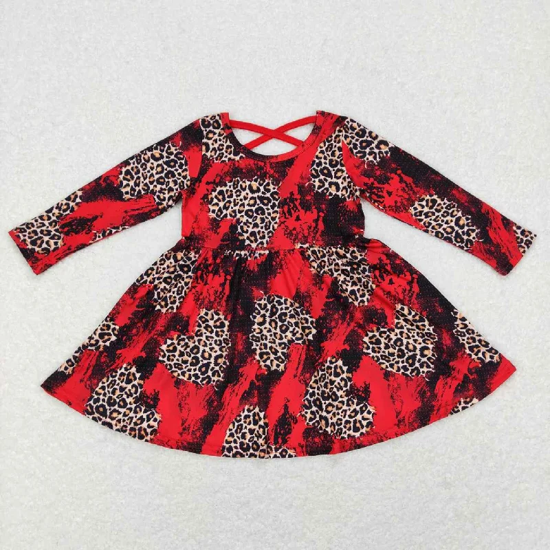 GLD0490 Leopard print love red long-sleeved dress Tunics Luxurious high-end