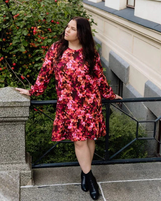 Poppy Dress Scarlet Petals Turtleneck Neckline Stylish