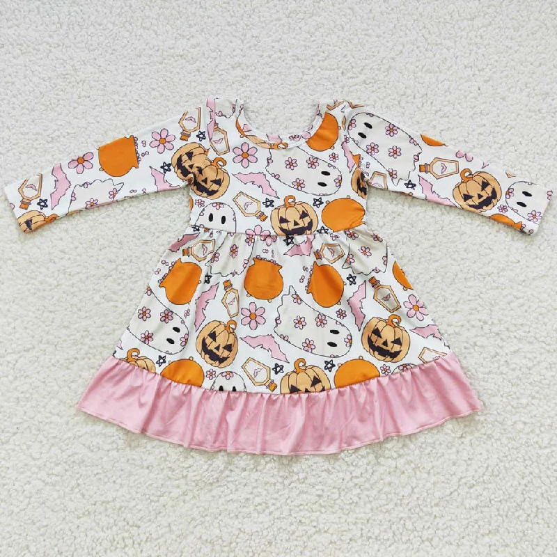 New Fashion Baby Girls Dress Halloween Long Sleeve Dresses GLD0244 Off-the-shoulder Chic Trendy