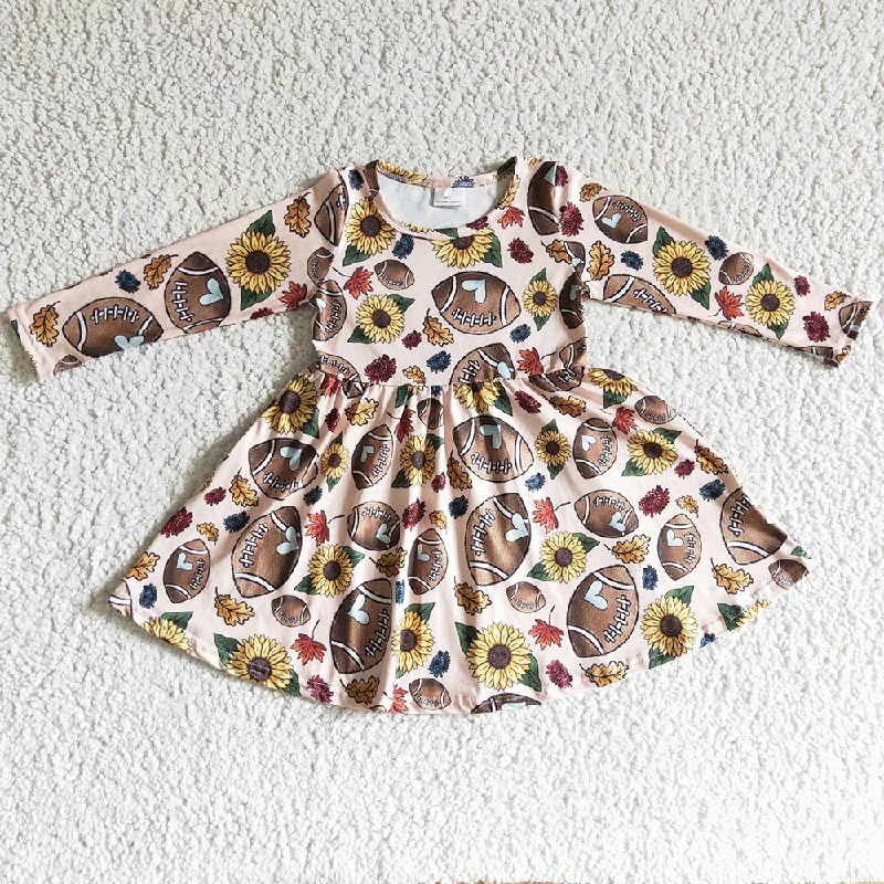 New Fashion Baby Girls Dress Sunflower Print Long Sleeve Girl Dresses GLD0137 Tunics Practical durable