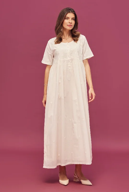 Noor Blush Pink Short Sleeve Nightdress empire Waist empire