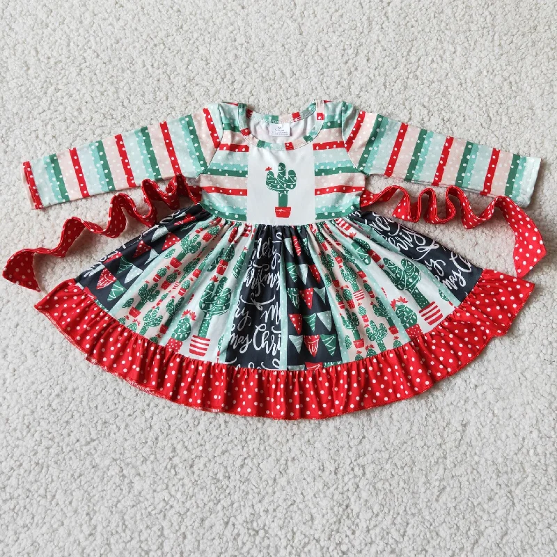 Promotion $5.5/set christmas long sleeve girls dress Tunics Distressed trendy