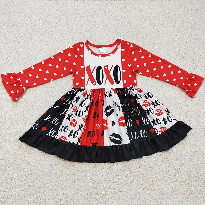 Valentine's Day Girls Twirl Dress Love Boutique Baby Girl Dress GLD0174 Tunics Long Elegant