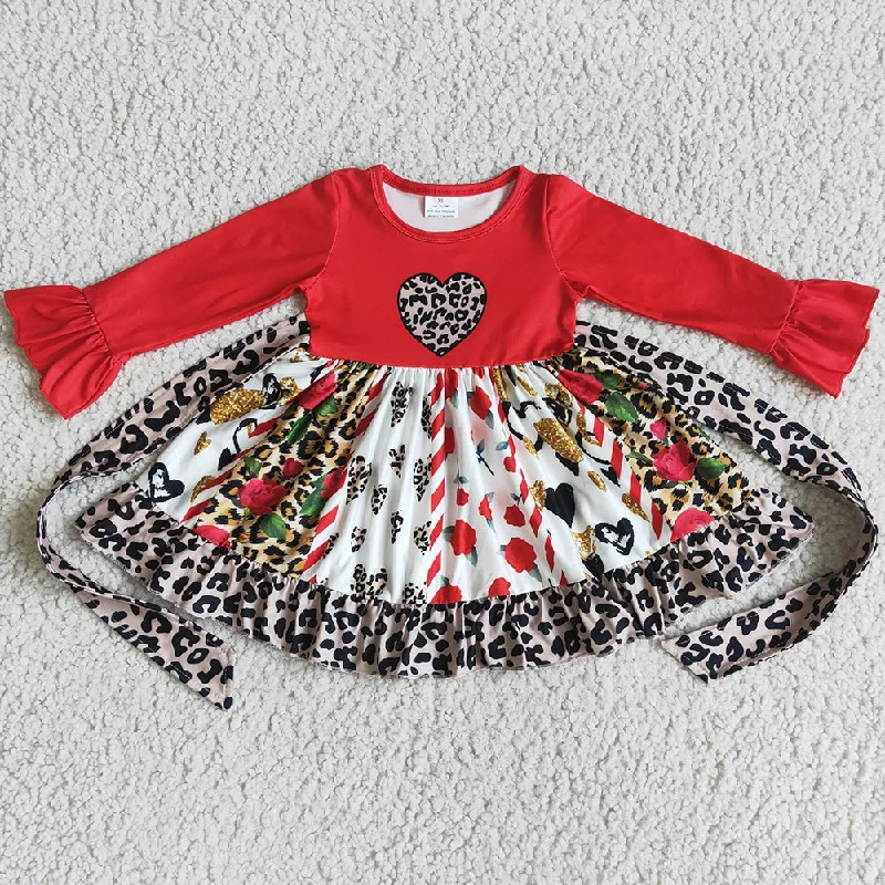 Wholesale Baby Girl Dress Valentine's Day Girls Twirl Dresses 6 A13-30 Crew Neckline Casual